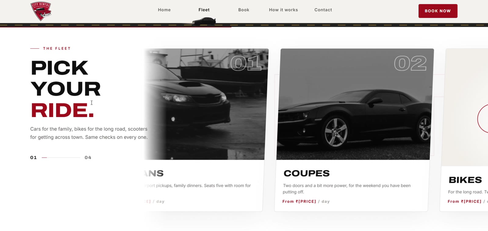 City Rental website, another section on desktop